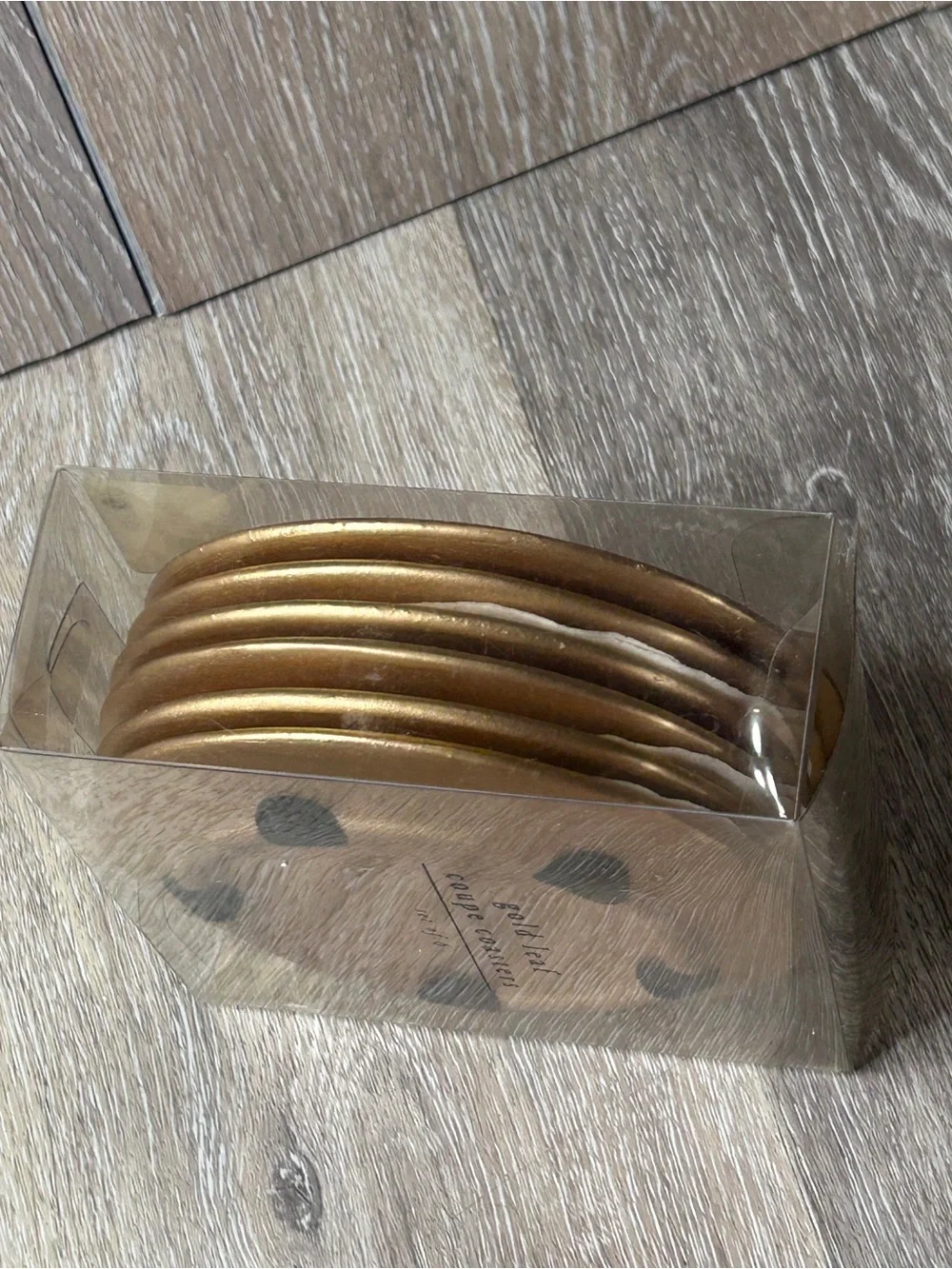 Pier 1 Gold Leaf Coasters Set of 6 •Metallic Round Drink Coasters • Hostess Gift